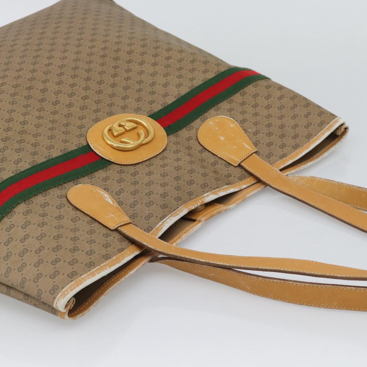 GUCCI Micro GG Supreme Web Sherry Line Bag Beige Gold 002 123 0174 Auth 193571