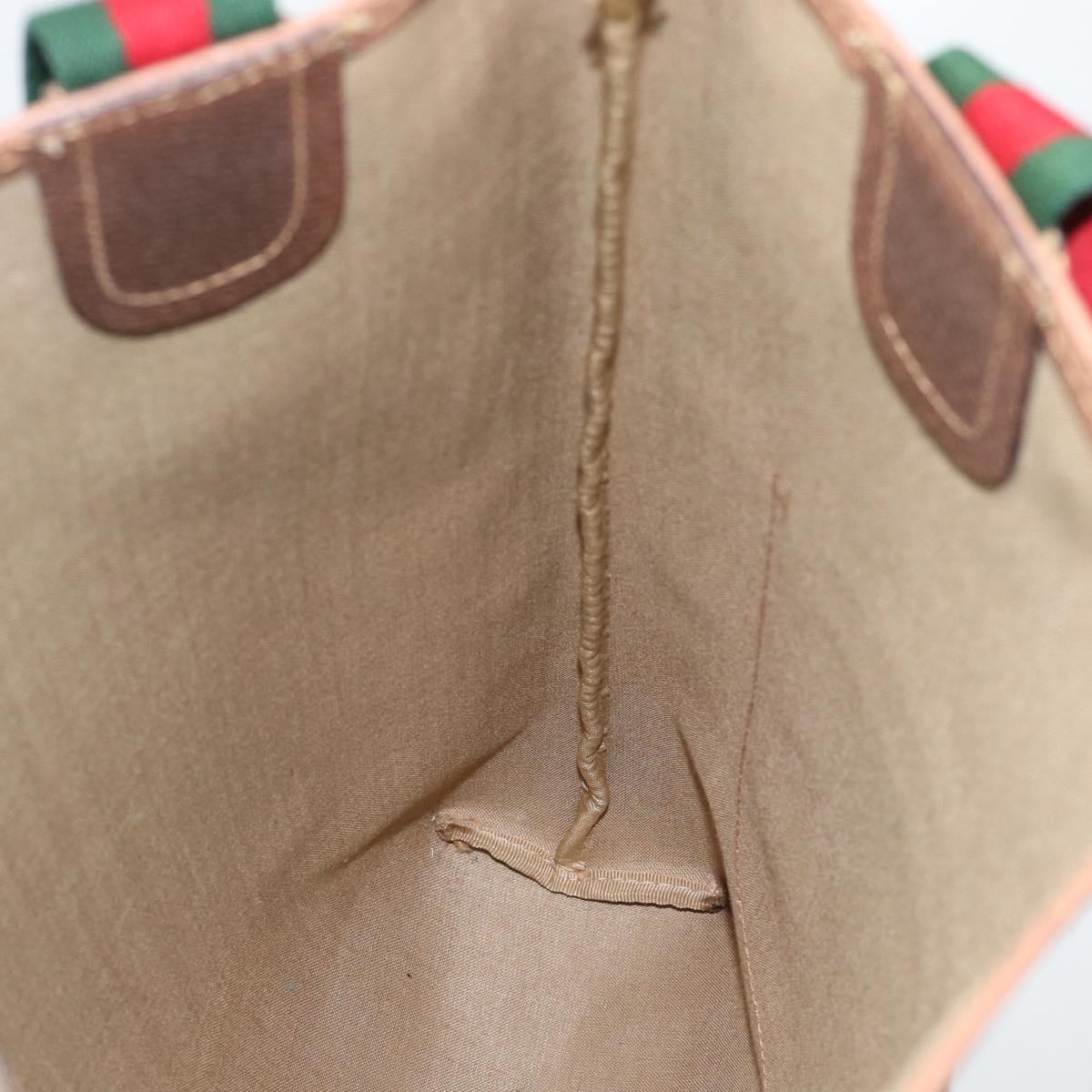 GUCCI GG Supreme Web Sherry Line Tote Bag PVC Beige Gold 002 58 6487 Auth 193572