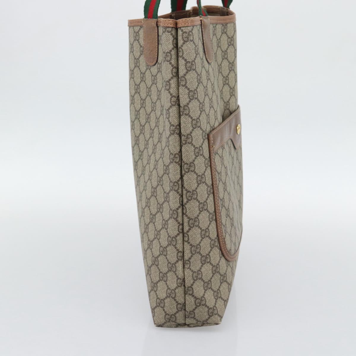 GUCCI GG Supreme Web Sherry Line Tote Bag PVC Beige Gold 002 58 6487 Auth 193572