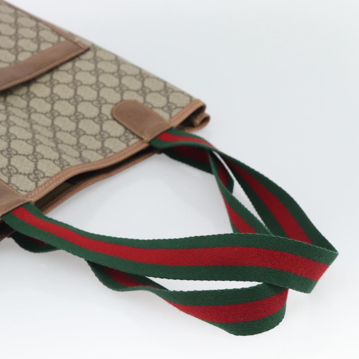 GUCCI GG Supreme Web Sherry Line Tote Bag PVC Beige Gold 002 58 6487 Auth 193572