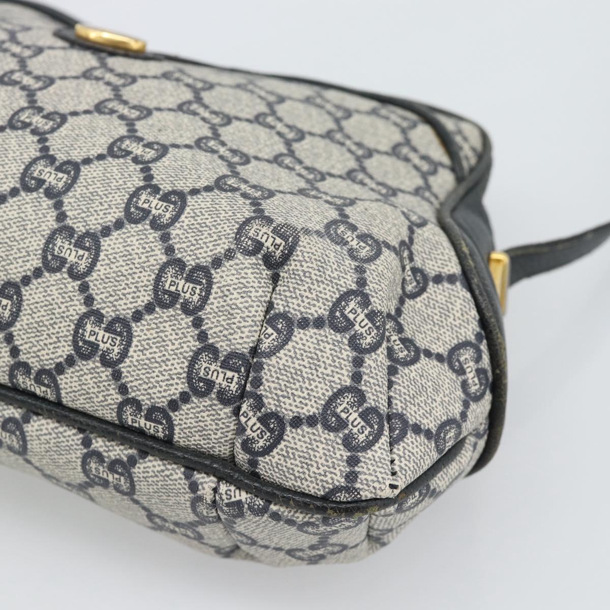 GUCCI GG Supreme Shoulder Bag PVC Navy Gold Auth 193574