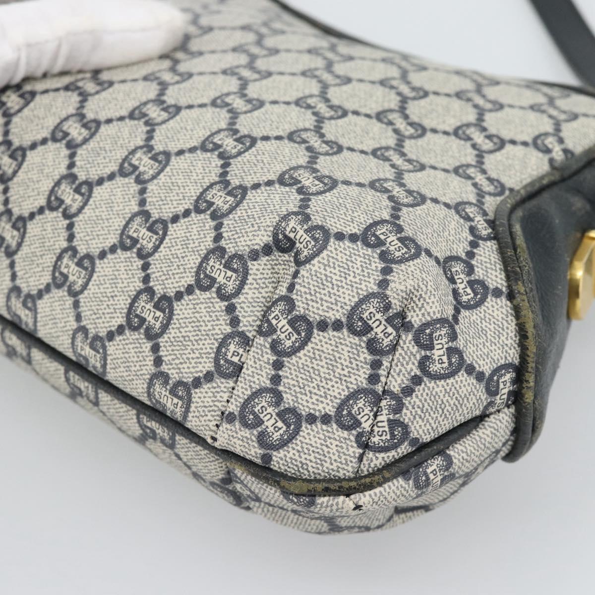 GUCCI GG Supreme Shoulder Bag PVC Navy Gold Auth 193574
