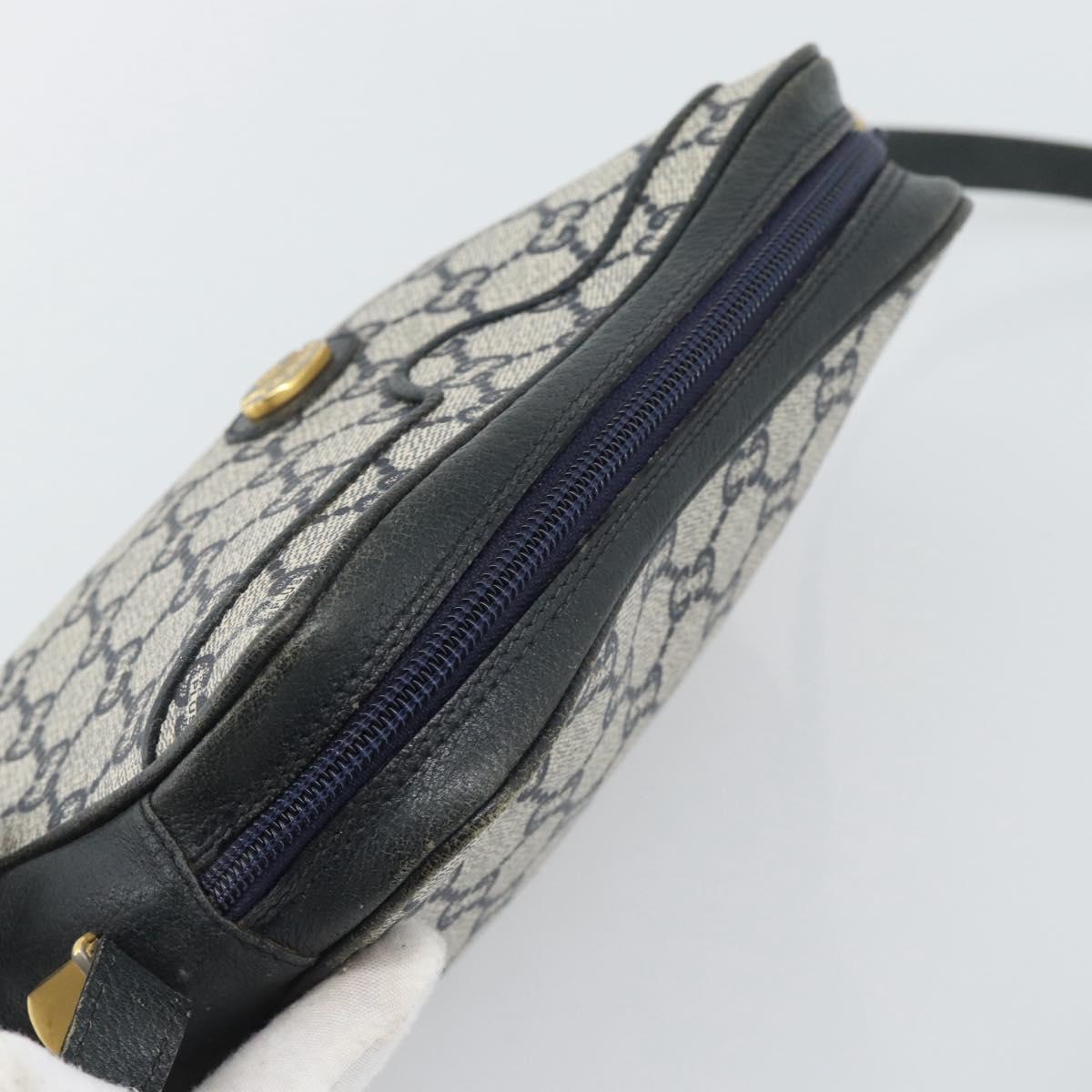 GUCCI GG Supreme Shoulder Bag PVC Navy Gold Auth 193574