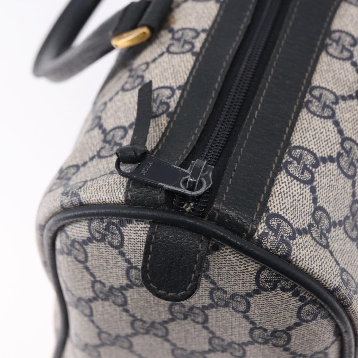 GUCCI GG Supreme Sherry Line Hand Bag PVC Navy Gold 24 02 006 Auth 193575