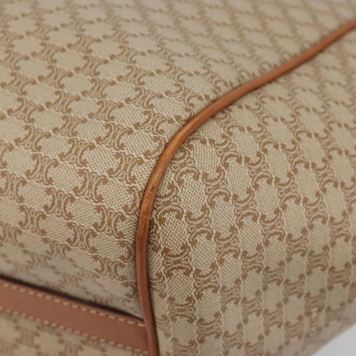 CELINE Macadam Canvas Tote Bag PVC Beige Gold Auth 193577