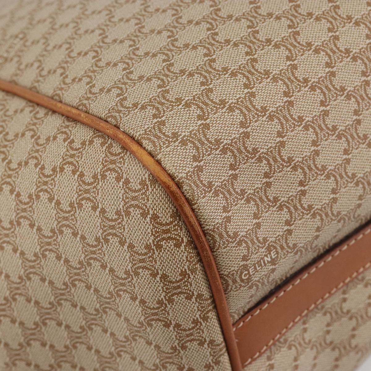 CELINE Macadam Canvas Tote Bag PVC Beige Gold Auth 193577