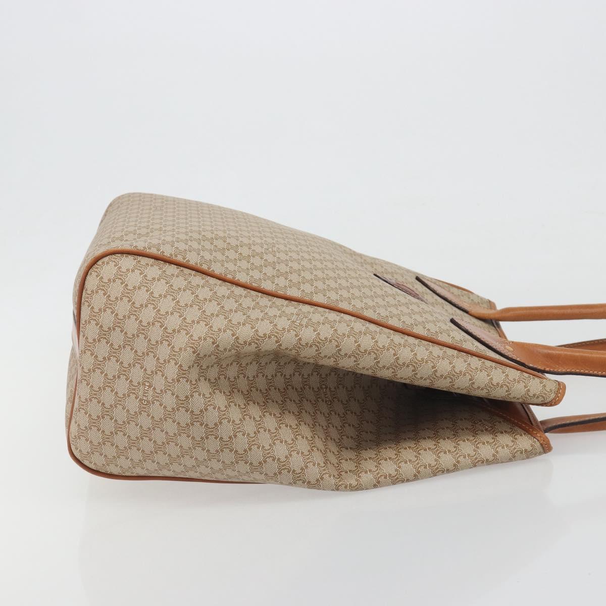 CELINE Macadam Canvas Tote Bag PVC Beige Gold Auth 193577