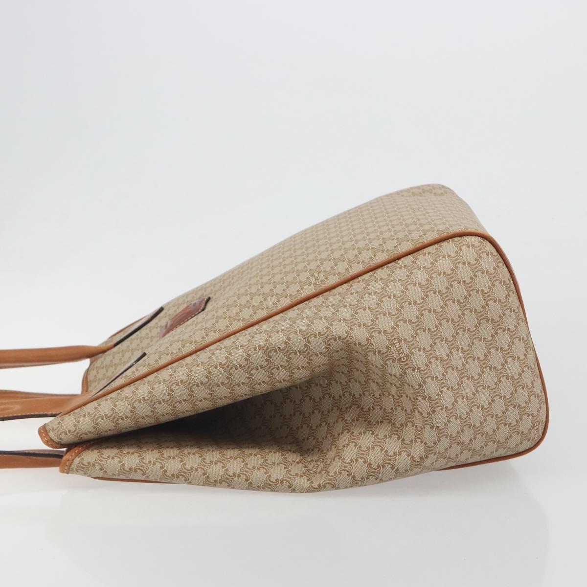 CELINE Macadam Canvas Tote Bag PVC Beige Gold Auth 193577