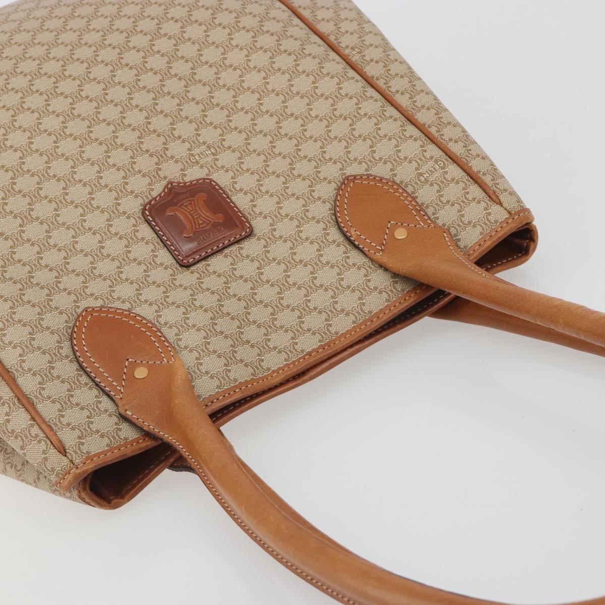 CELINE Macadam Canvas Tote Bag PVC Beige Gold Auth 193577