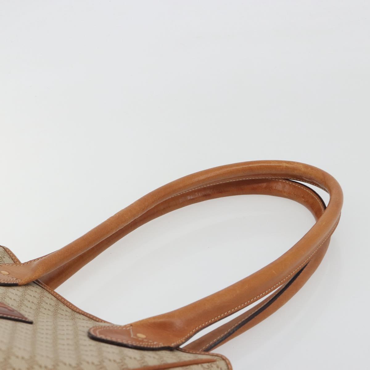 CELINE Macadam Canvas Tote Bag PVC Beige Gold Auth 193577