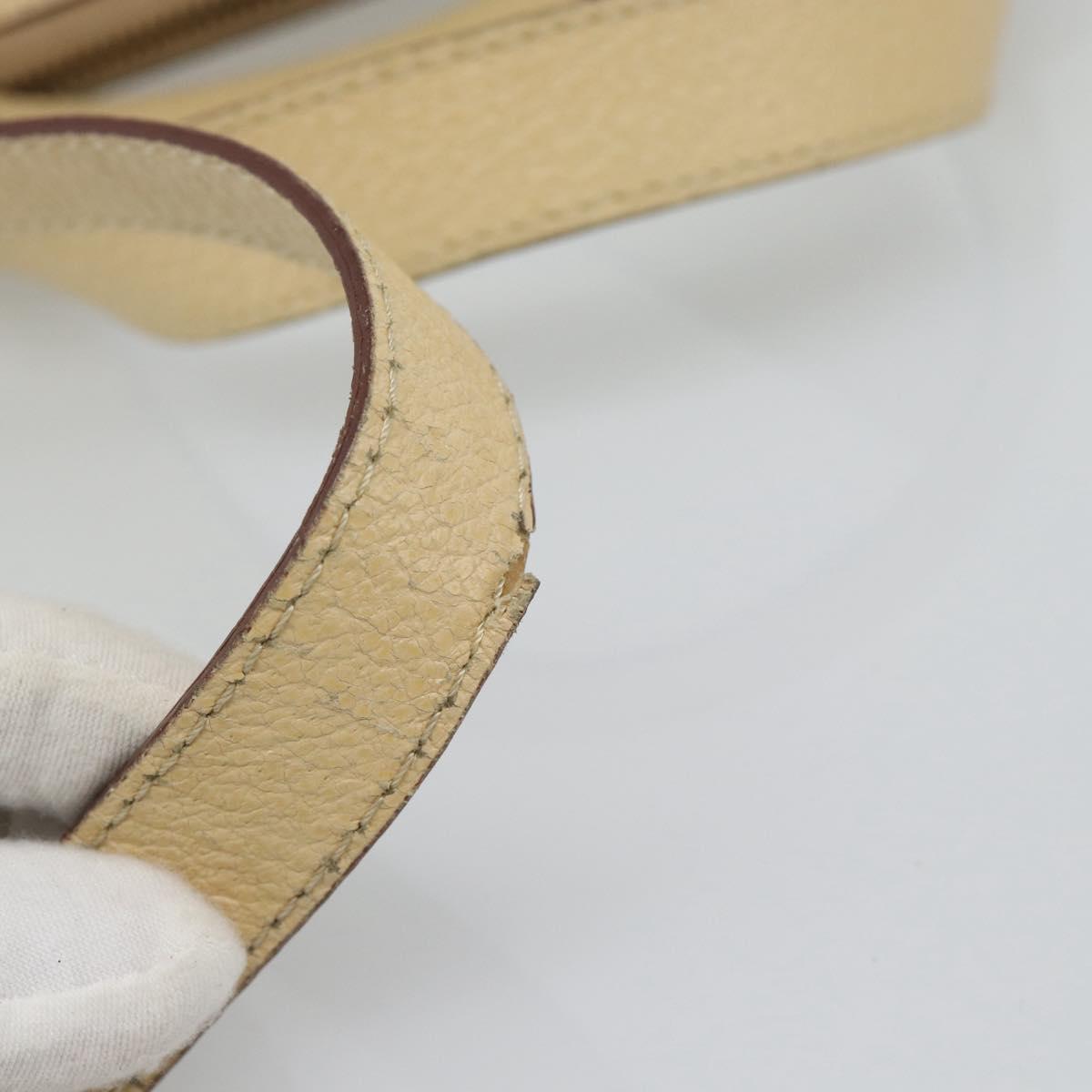 CELINE Hand Bag Leather 2way Ivory Gold Auth 193579