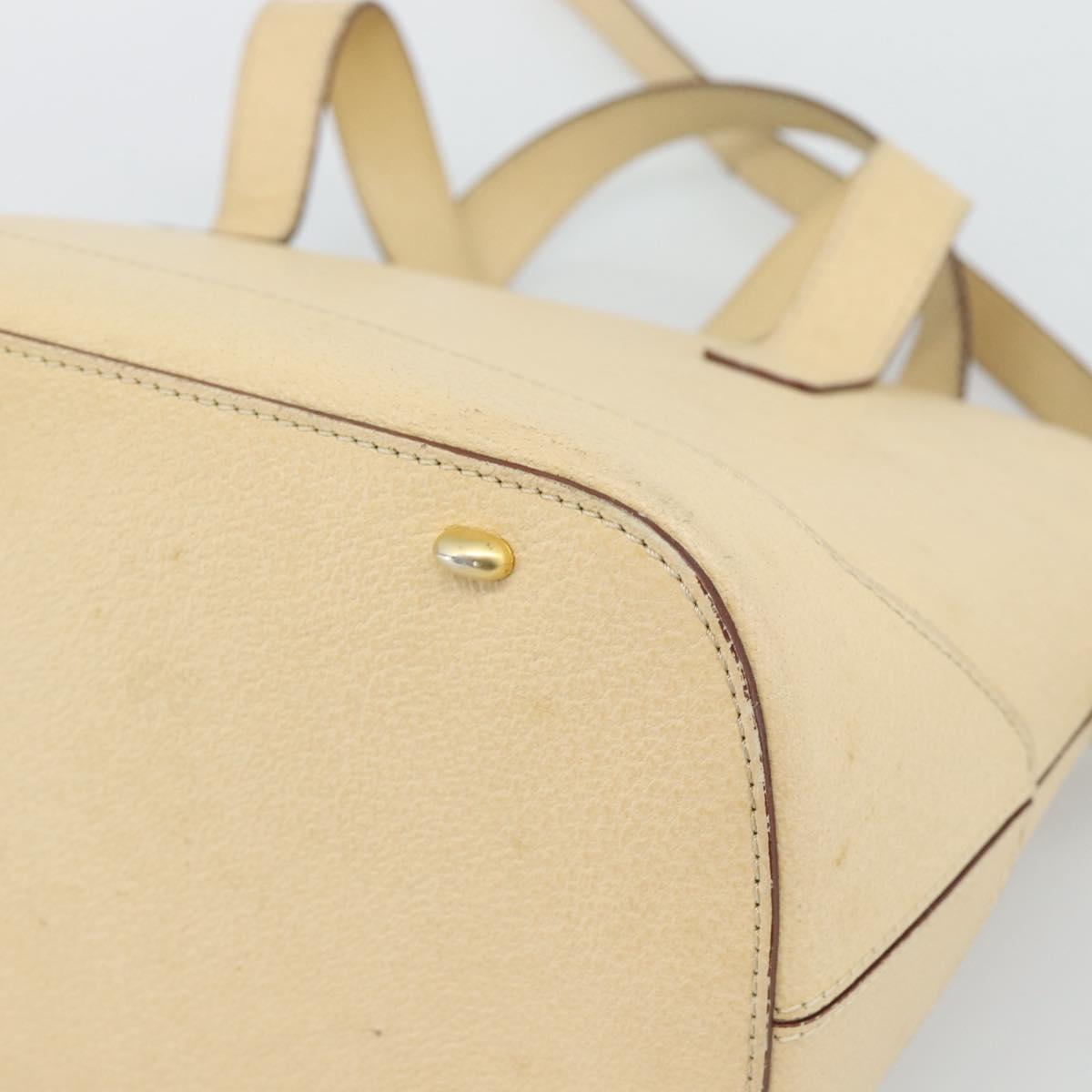 CELINE Hand Bag Leather 2way Ivory Gold Auth 193579