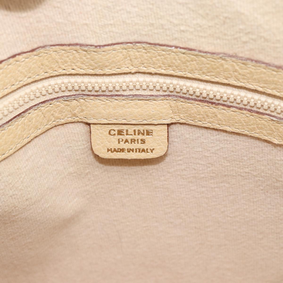 CELINE Hand Bag Leather 2way Ivory Gold Auth 193579