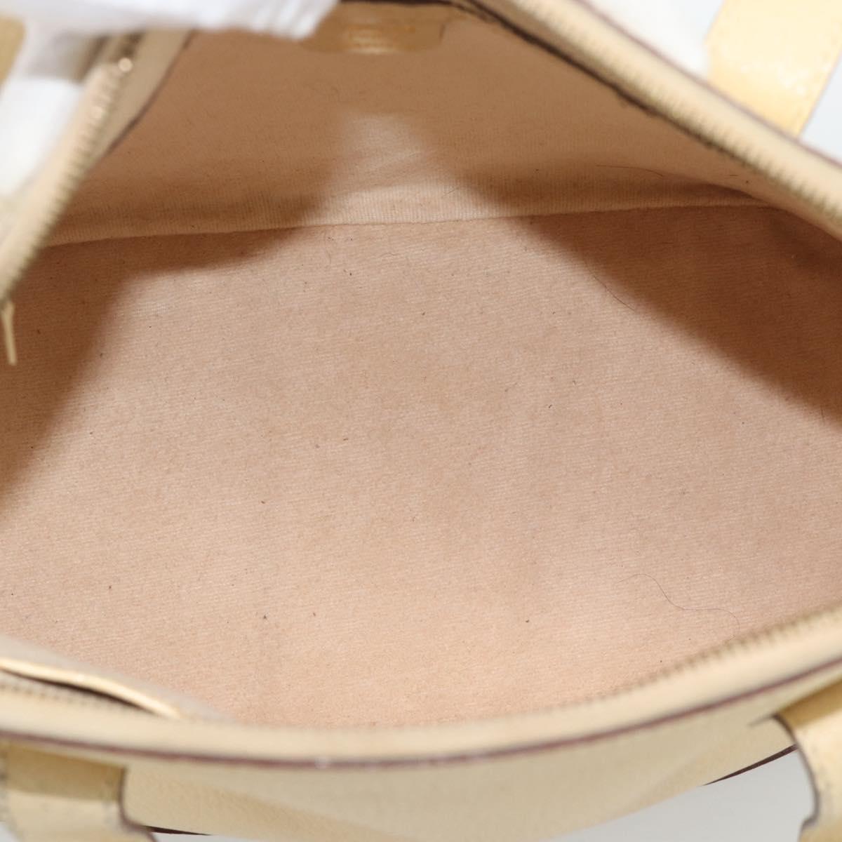 CELINE Hand Bag Leather 2way Ivory Gold Auth 193579