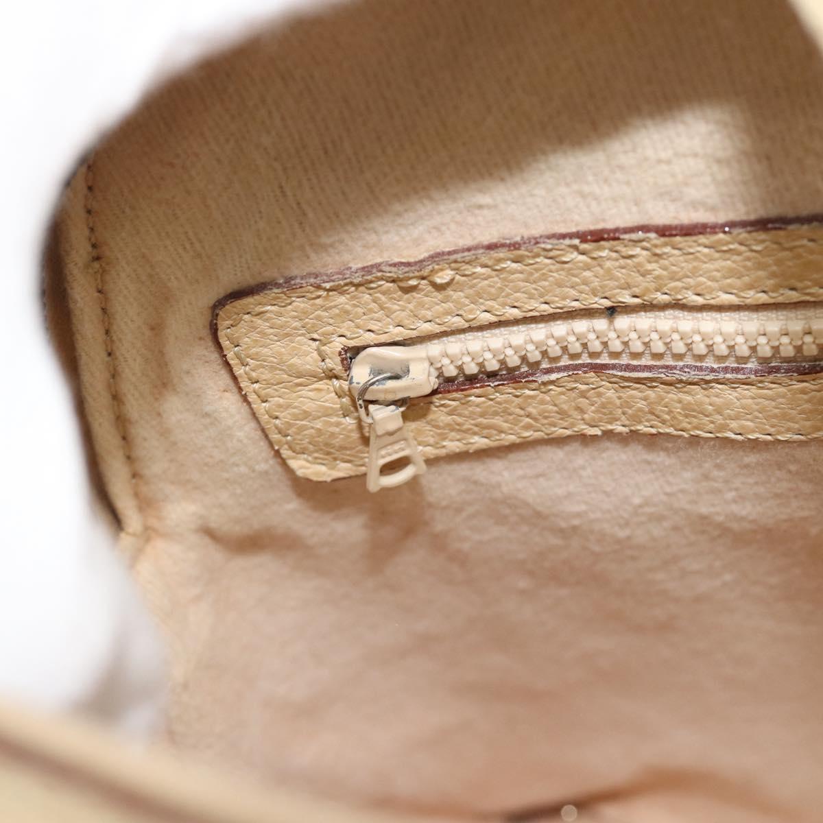 CELINE Hand Bag Leather 2way Ivory Gold Auth 193579