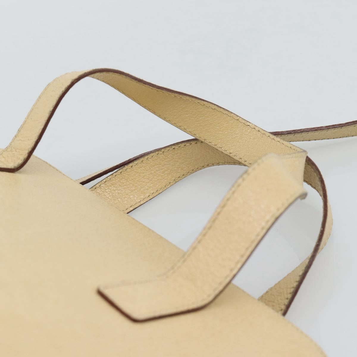 CELINE Hand Bag Leather 2way Ivory Gold Auth 193579