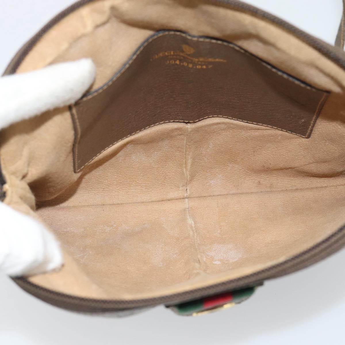 GUCCI GG Supreme Web Sherry Line Bag PVC Beige Gold 904 02 647 Auth 193581