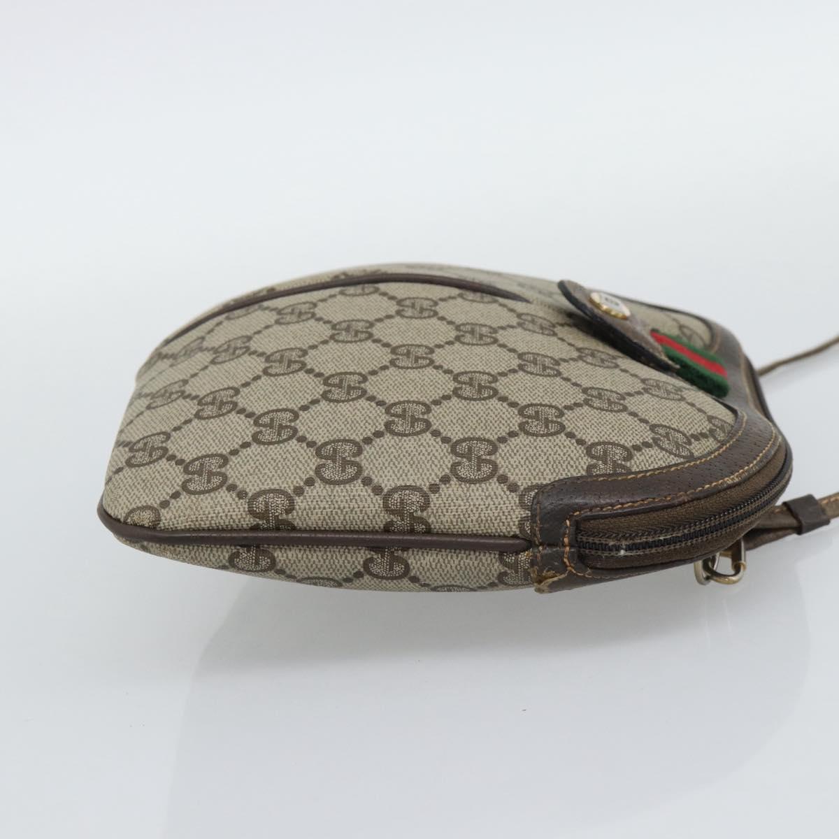 GUCCI GG Supreme Web Sherry Line Bag PVC Beige Gold 904 02 647 Auth 193581