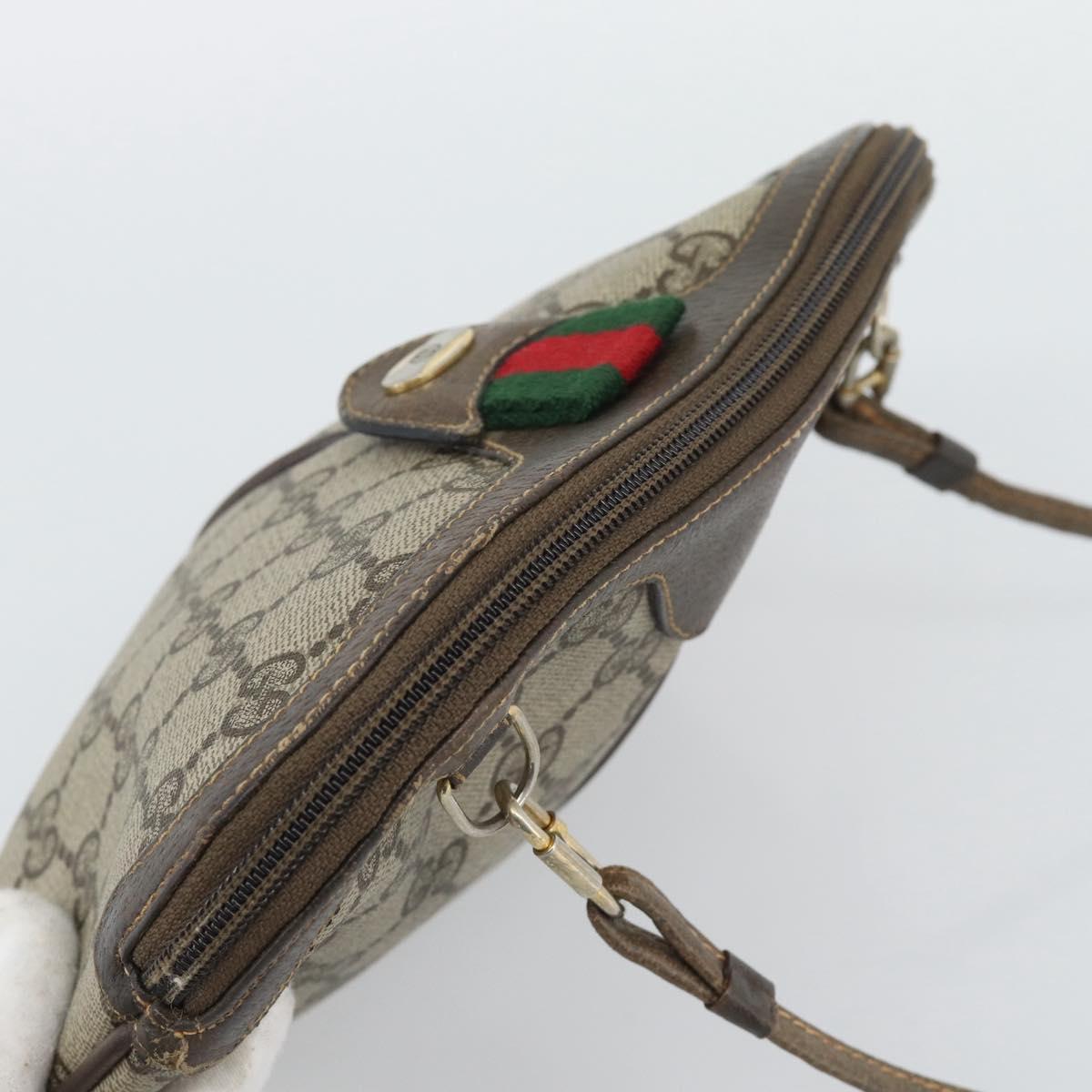 GUCCI GG Supreme Web Sherry Line Bag PVC Beige Gold 904 02 647 Auth 193581