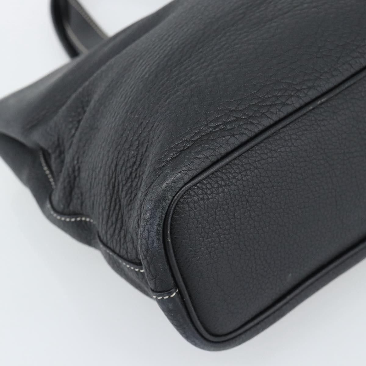 Burberrys Hand Bag Leather Black Gold Auth 193582A