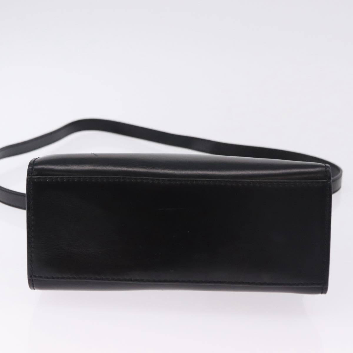 CELINE Hand Bag Leather 2way Black Gold Auth 193583A