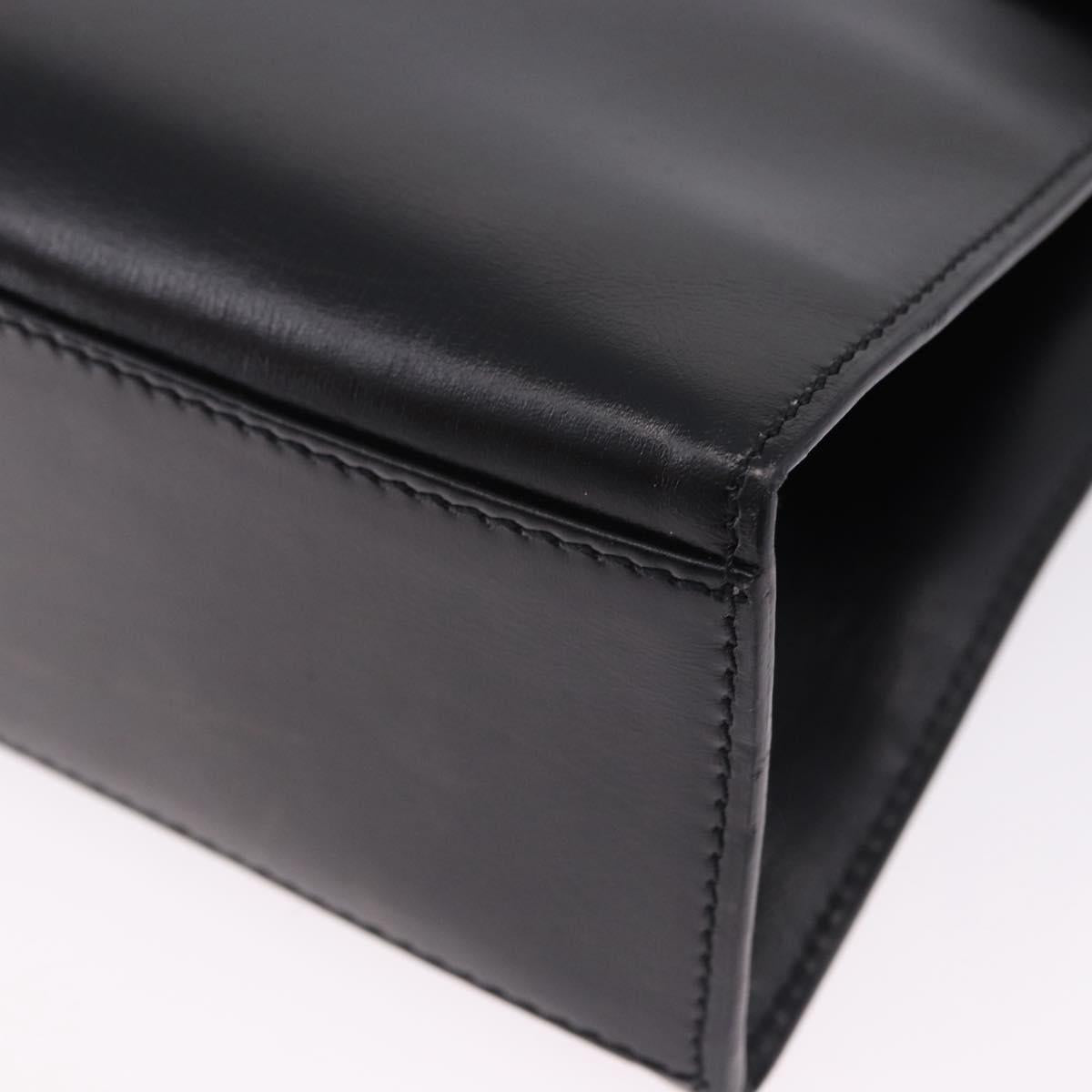 CELINE Hand Bag Leather 2way Black Gold Auth 193583A
