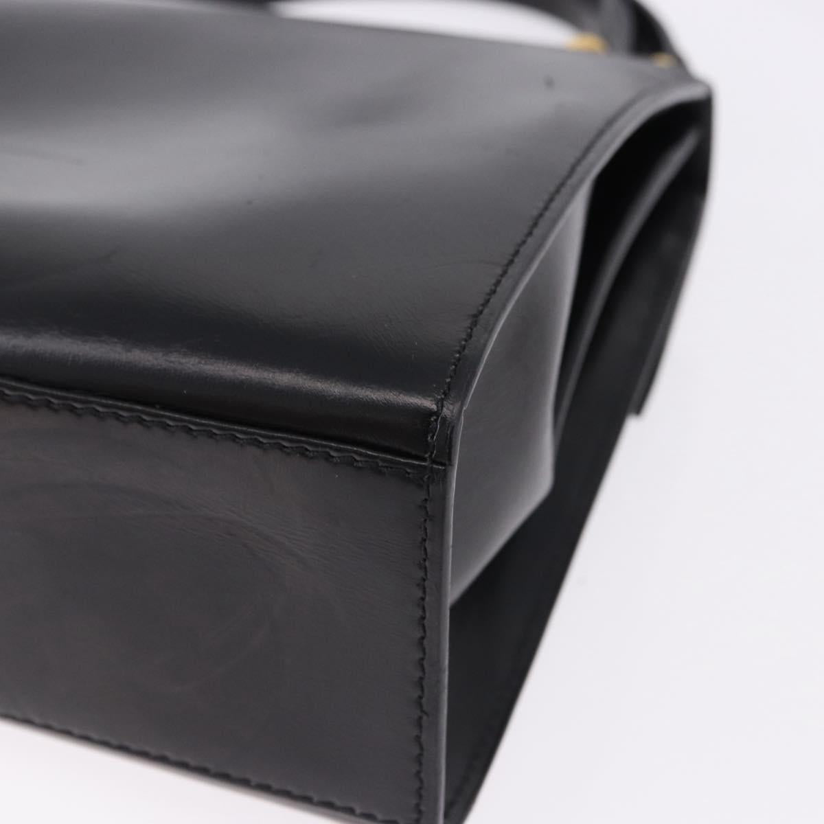CELINE Hand Bag Leather 2way Black Gold Auth 193583A