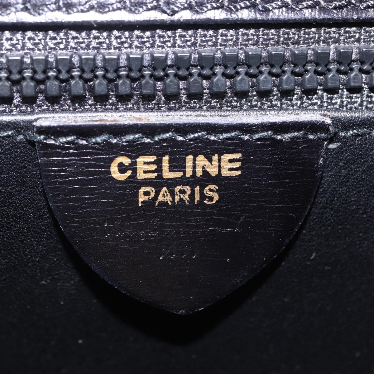 CELINE Hand Bag Leather 2way Black Gold Auth 193583A