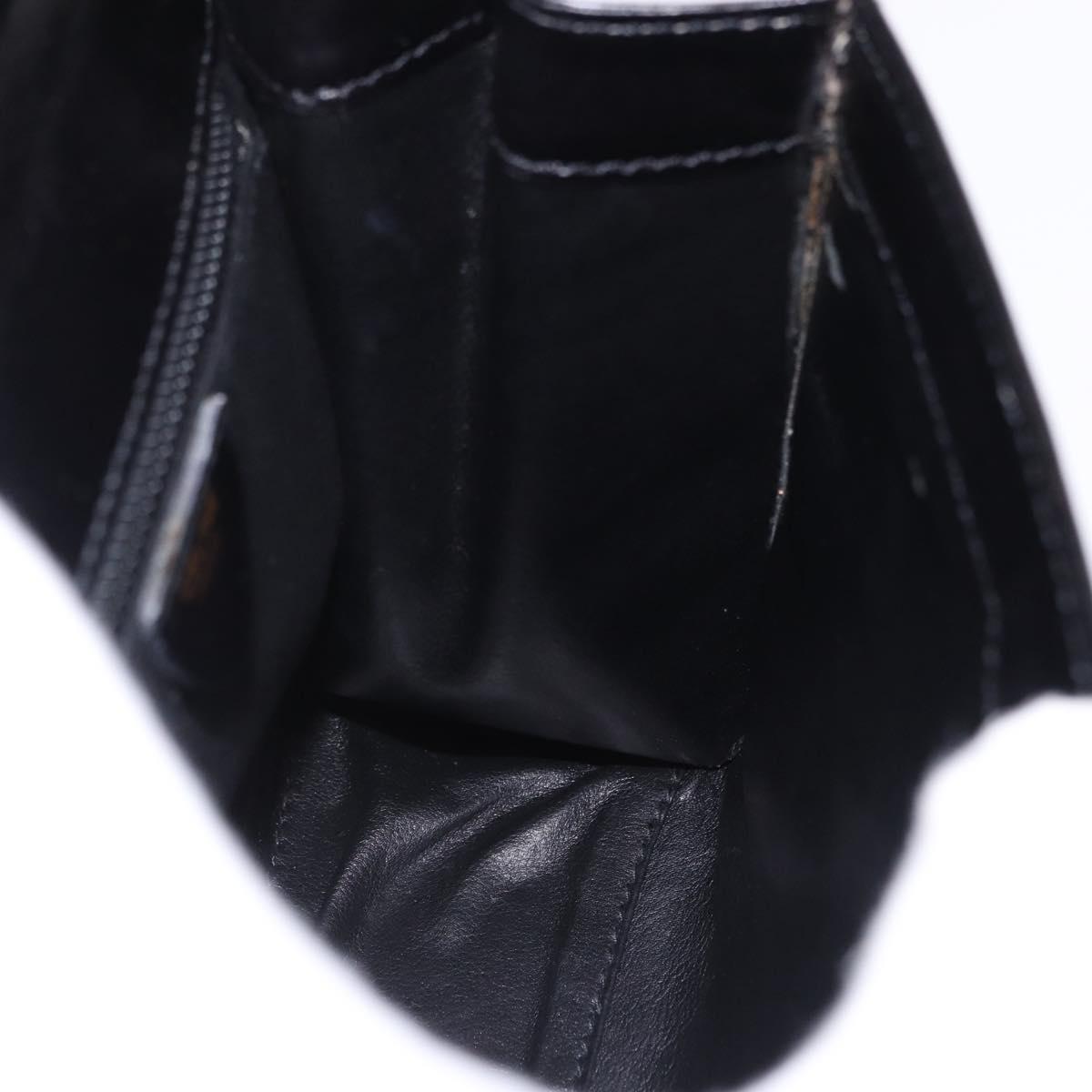 CELINE Hand Bag Leather 2way Black Gold Auth 193583A