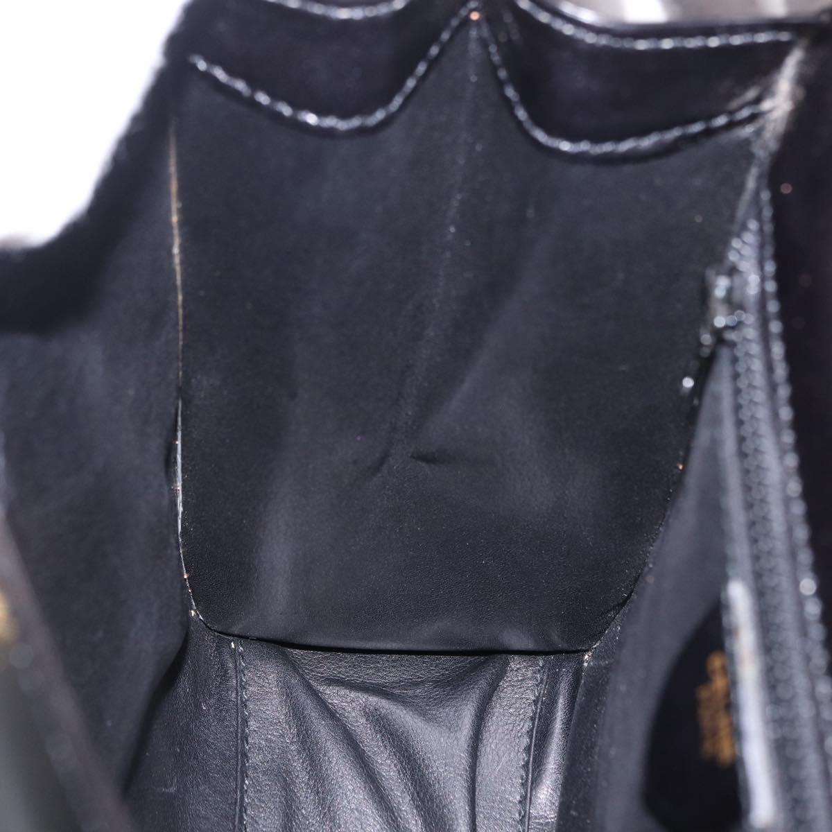 CELINE Hand Bag Leather 2way Black Gold Auth 193583A