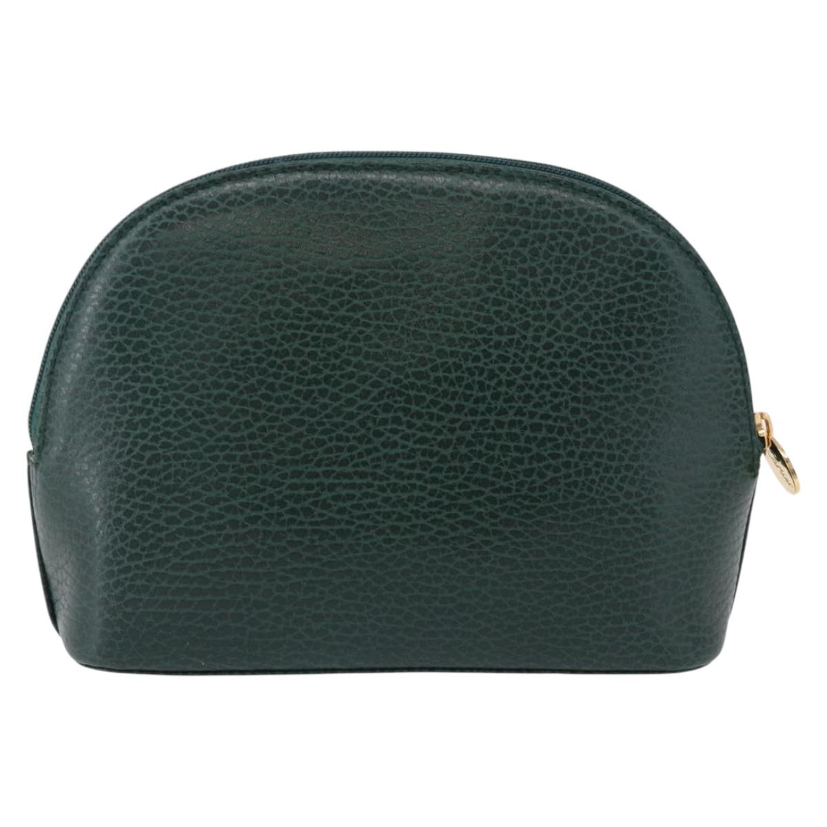 CARTIER Pouch Leather Green Gold Auth 193585V