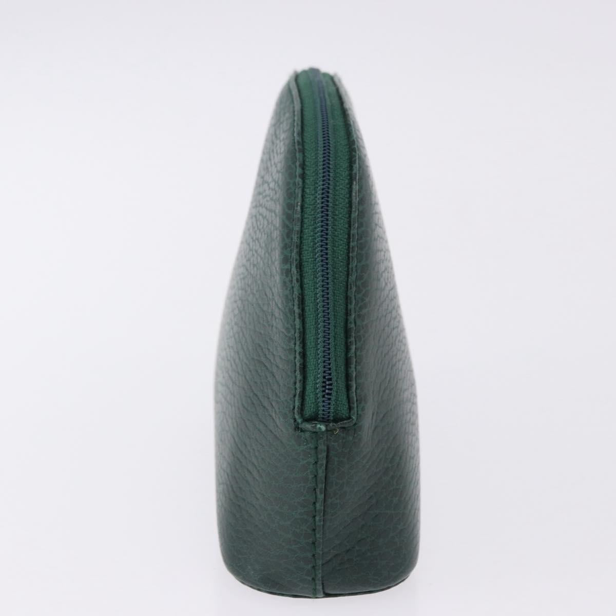 CARTIER Pouch Leather Green Gold Auth 193585V