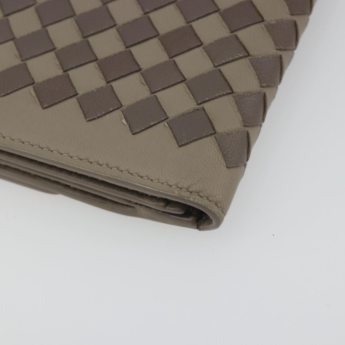 BOTTEGA VENETA INTRECCIATO Long Wallet Leather Gray Auth 193586A