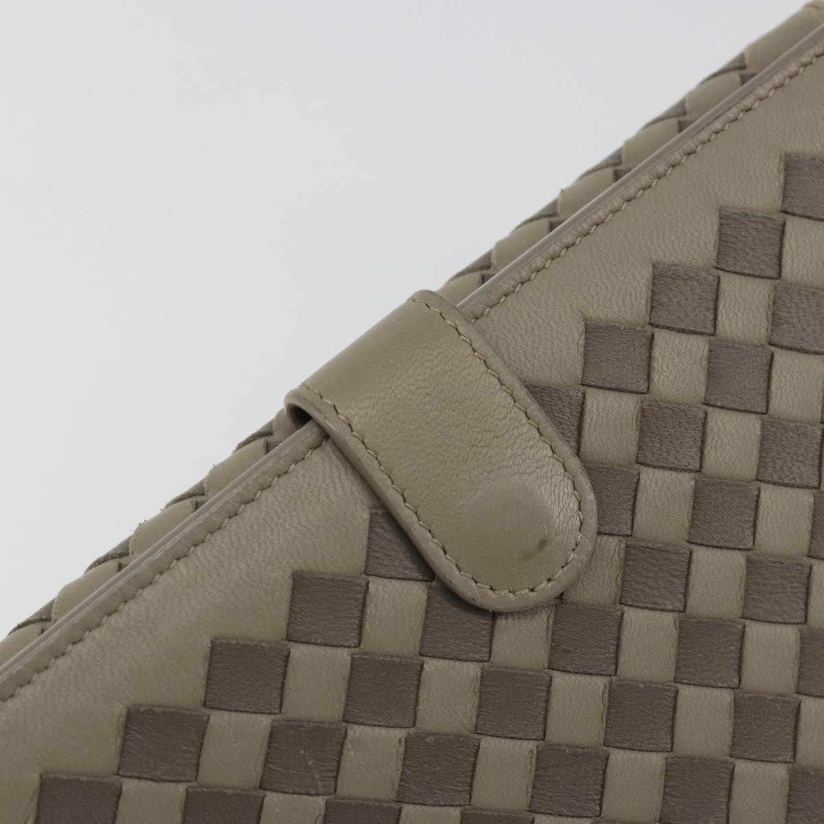 BOTTEGA VENETA INTRECCIATO Long Wallet Leather Gray Auth 193586A
