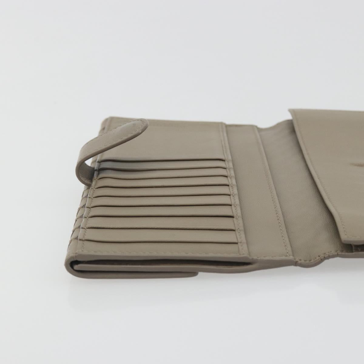 BOTTEGA VENETA INTRECCIATO Long Wallet Leather Gray Auth 193586A
