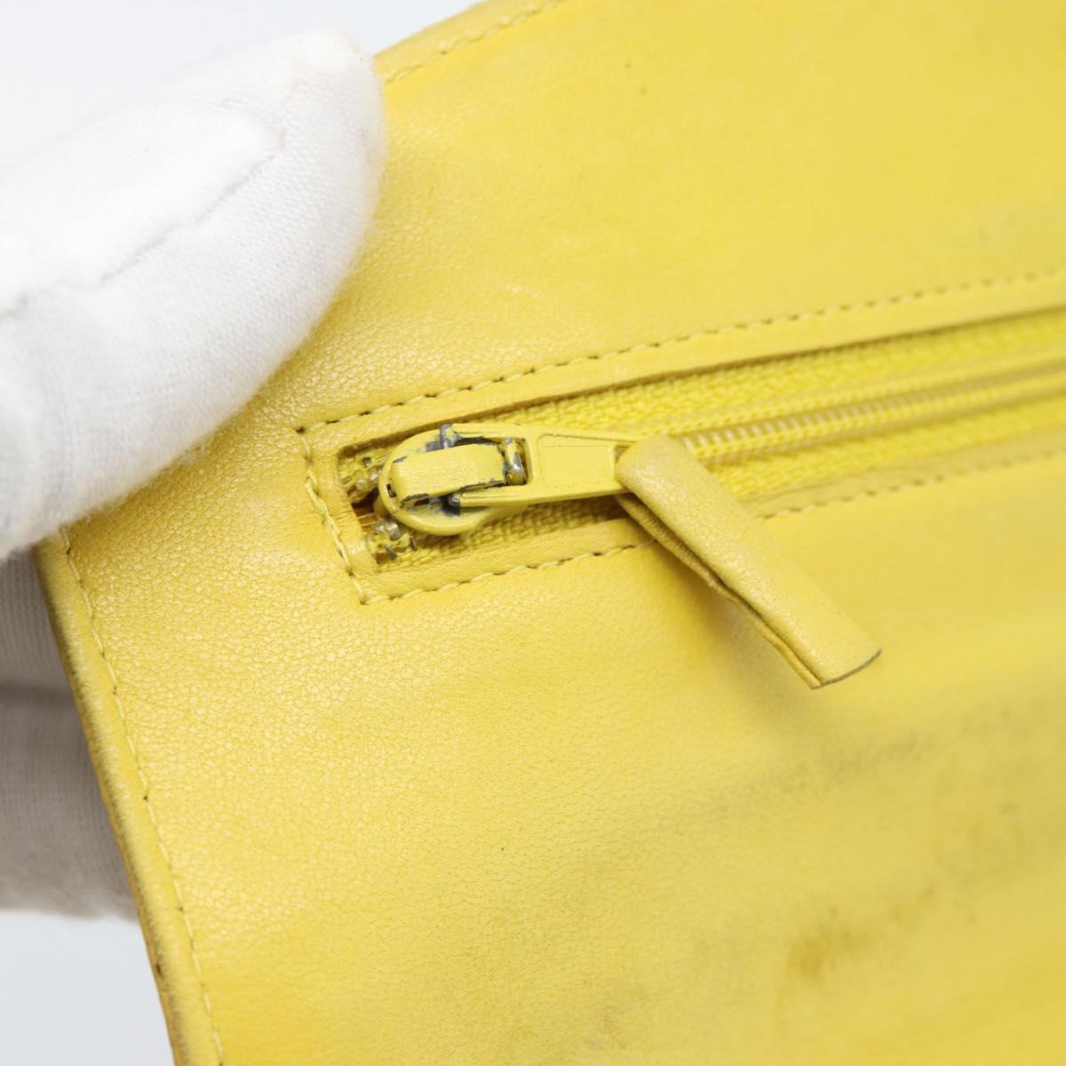 CHANEL COCO Mark Long Wallet Caviar Skin Yellow Gold CC Auth 193588