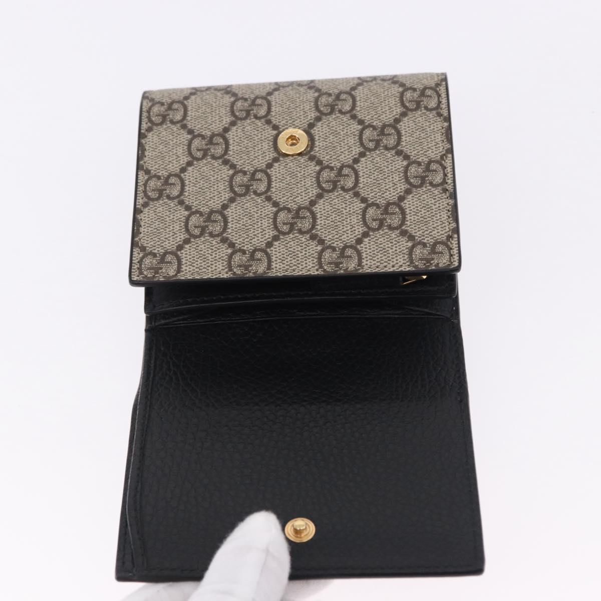 GUCCI GG Supreme Wallet PVC Leather Beige Gold 598587 Auth 193589M