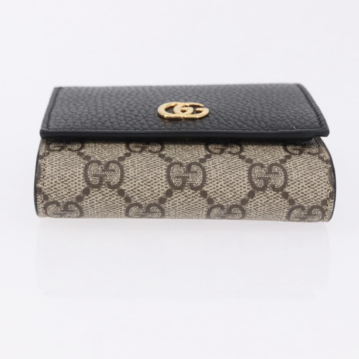 GUCCI GG Supreme Wallet PVC Leather Beige Gold 598587 Auth 193589M