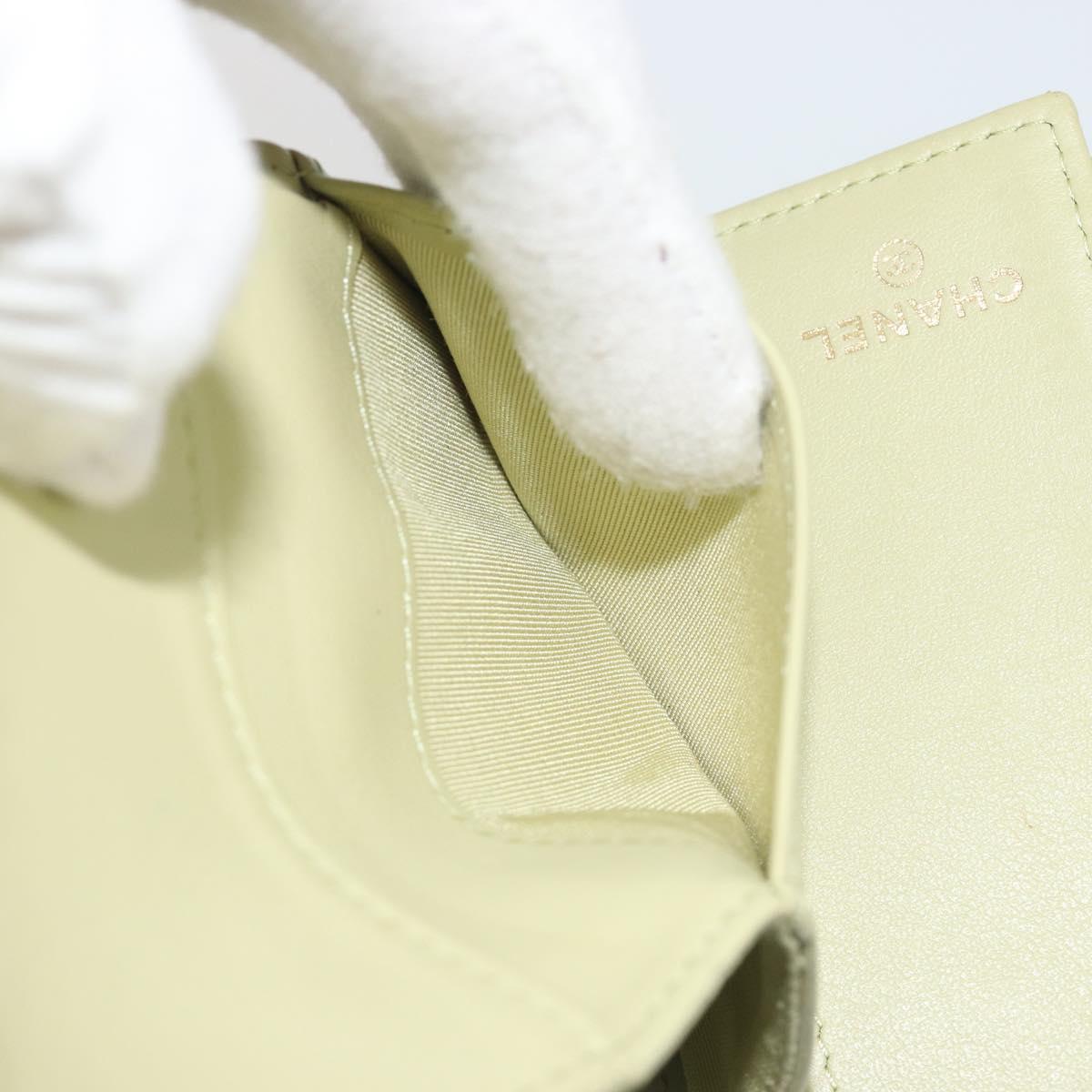 CHANEL Matelasse 2.55 Wallet Lamb Skin Green Gold CC Auth 193593A