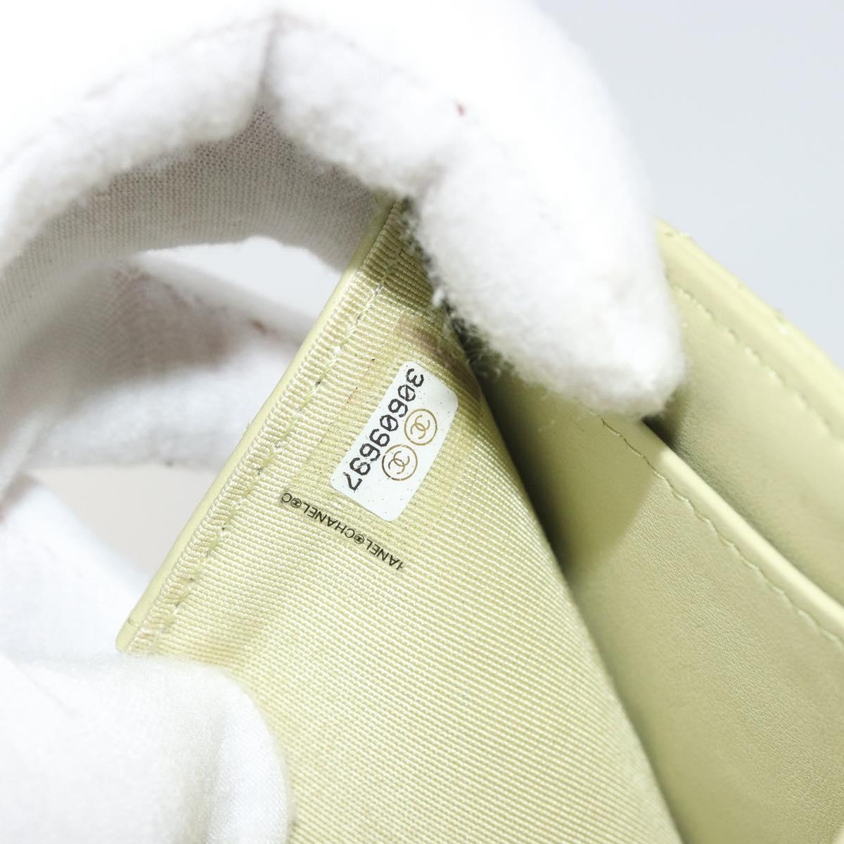 CHANEL Matelasse 2.55 Wallet Lamb Skin Green Gold CC Auth 193593A