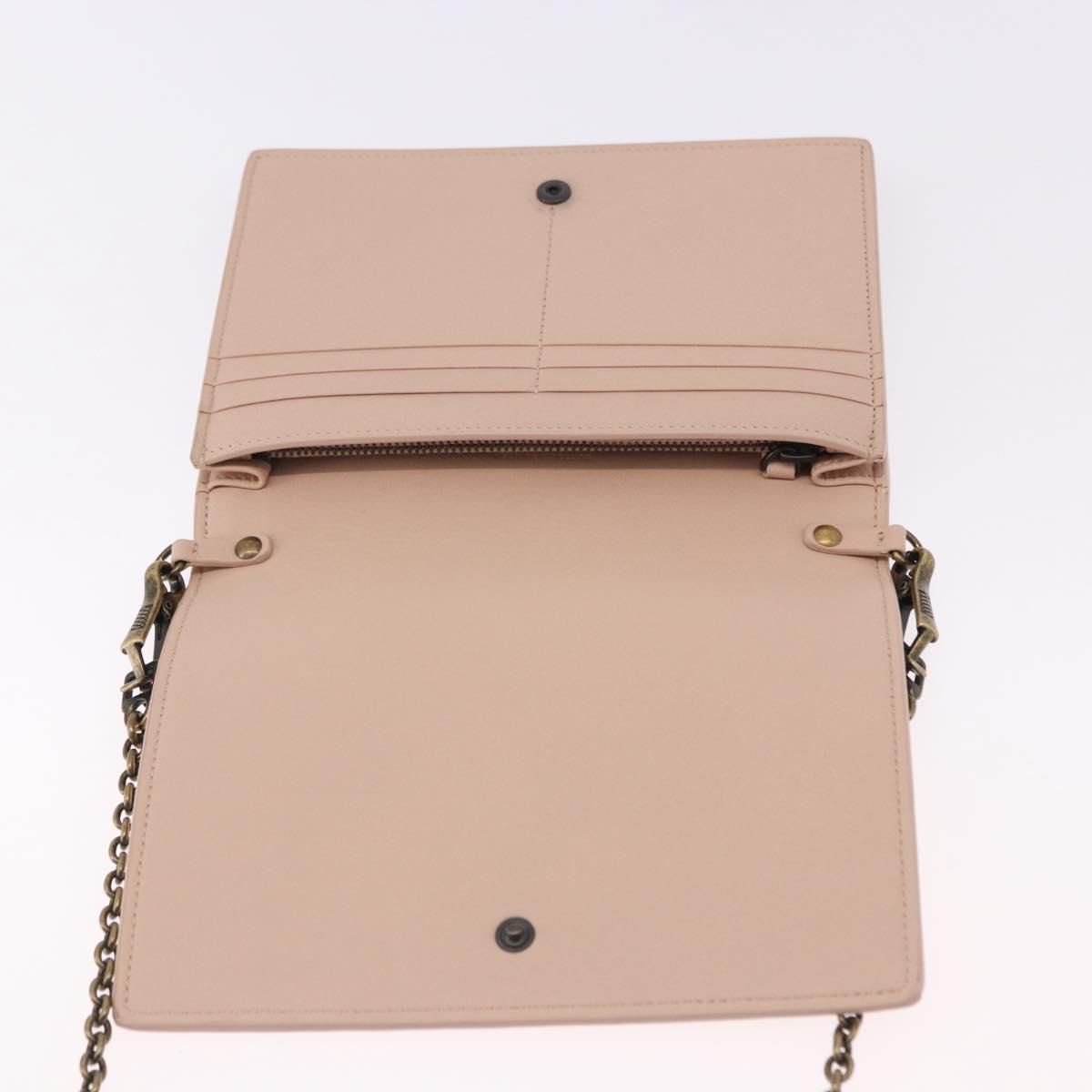BOTTEGA VENETA INTRECCIATO Chain Shoulder Bag Leather Pink Auth 193595A