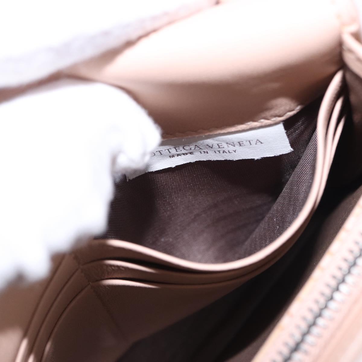 BOTTEGA VENETA INTRECCIATO Chain Shoulder Bag Leather Pink Auth 193595A