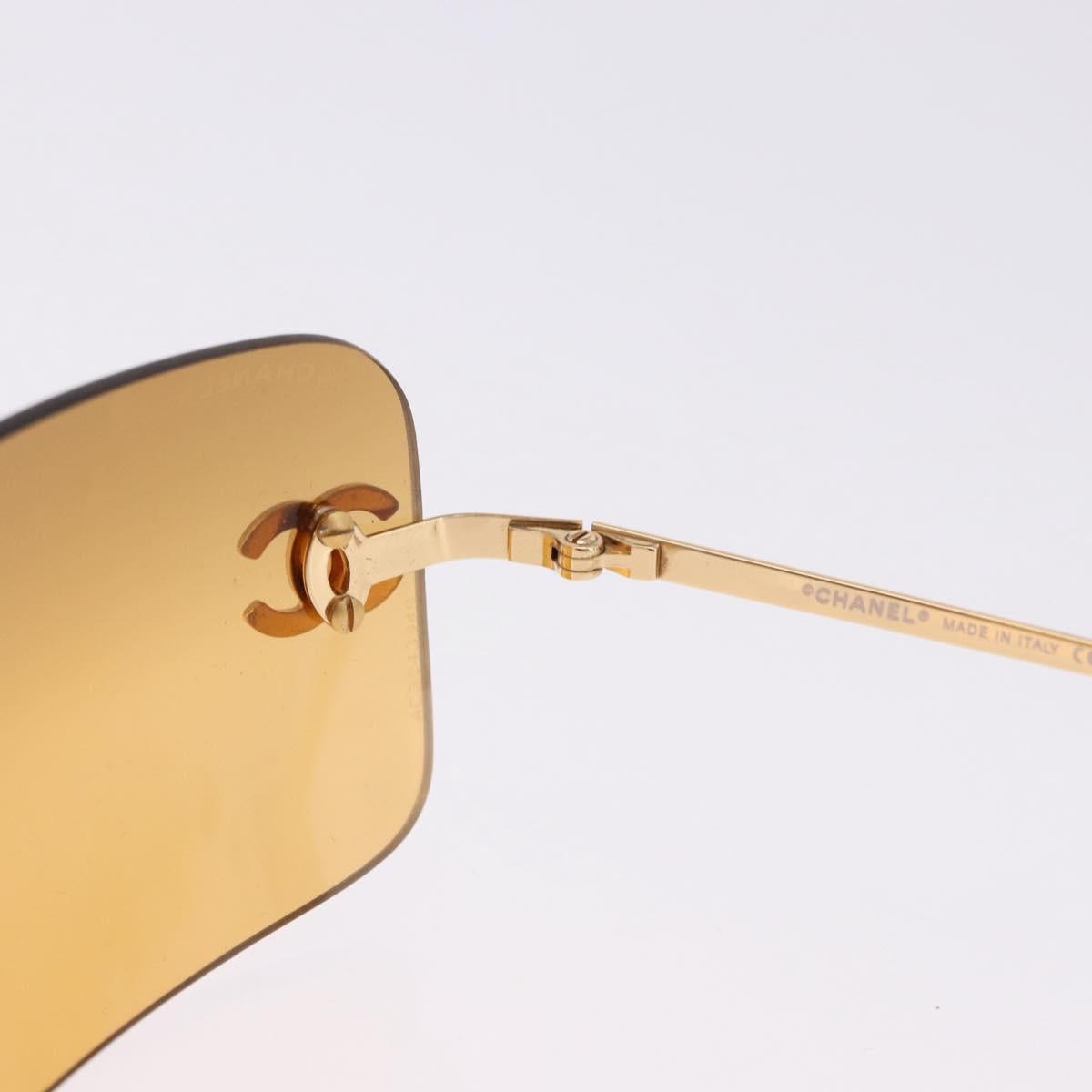 CHANEL COCO Mark Sunglasses metal Gold Tone CC Auth 193597V