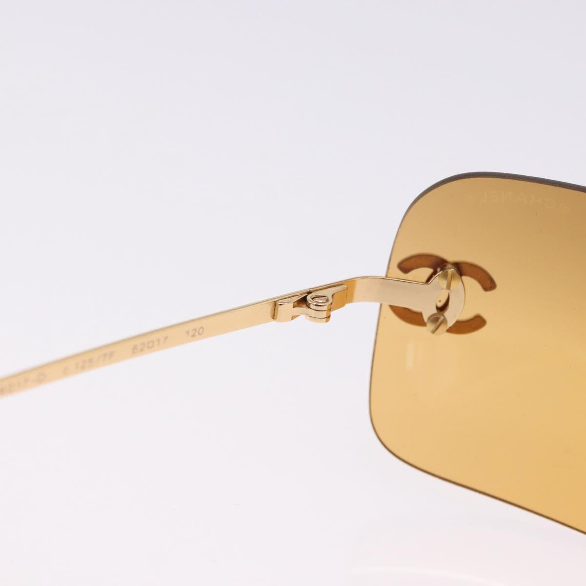 CHANEL COCO Mark Sunglasses metal Gold Tone CC Auth 193597V