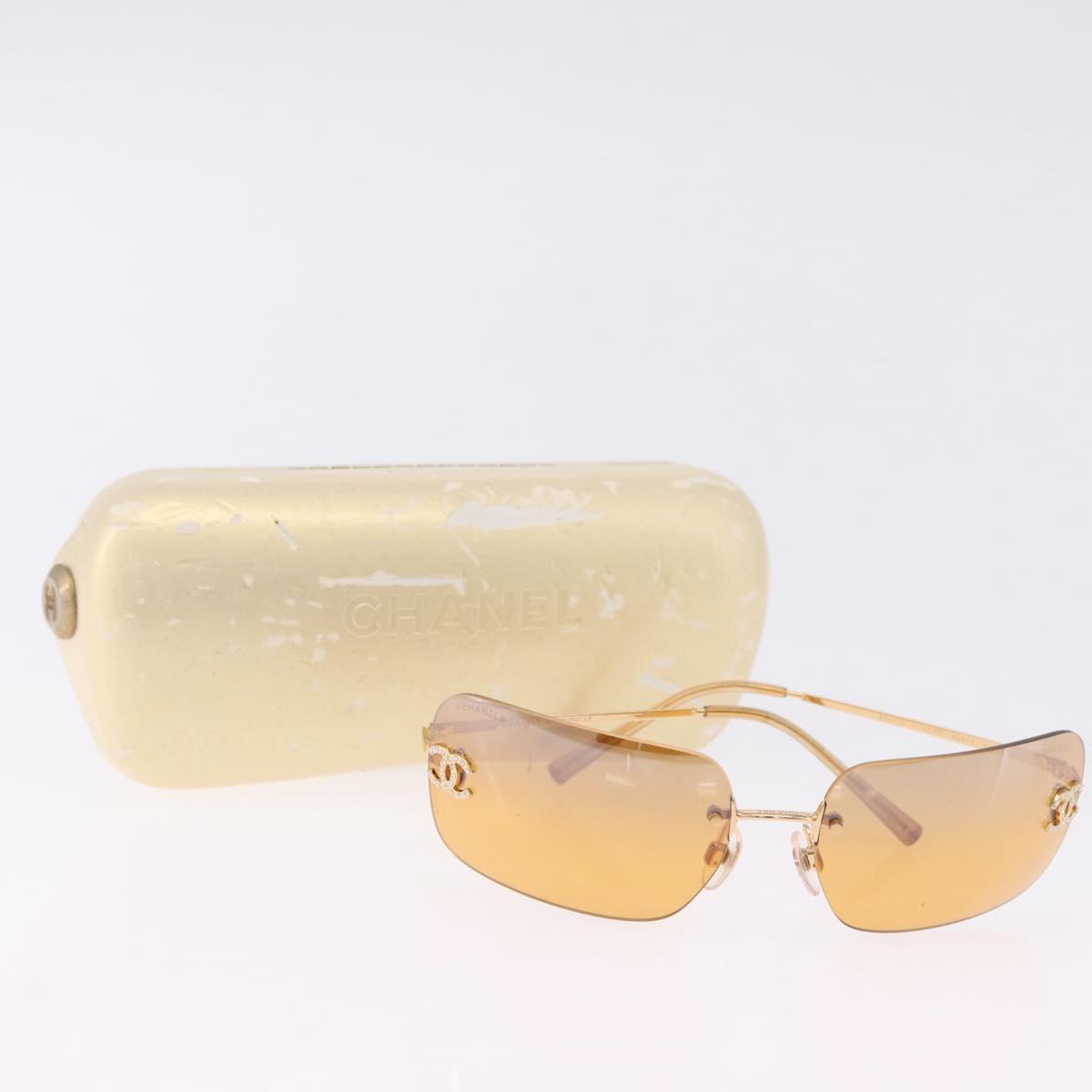 CHANEL COCO Mark Sunglasses metal Gold Tone CC Auth 193597V