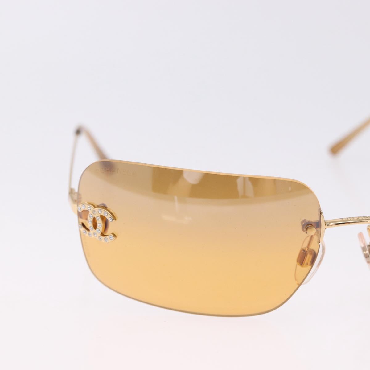CHANEL COCO Mark Sunglasses metal Gold Tone CC Auth 193597V