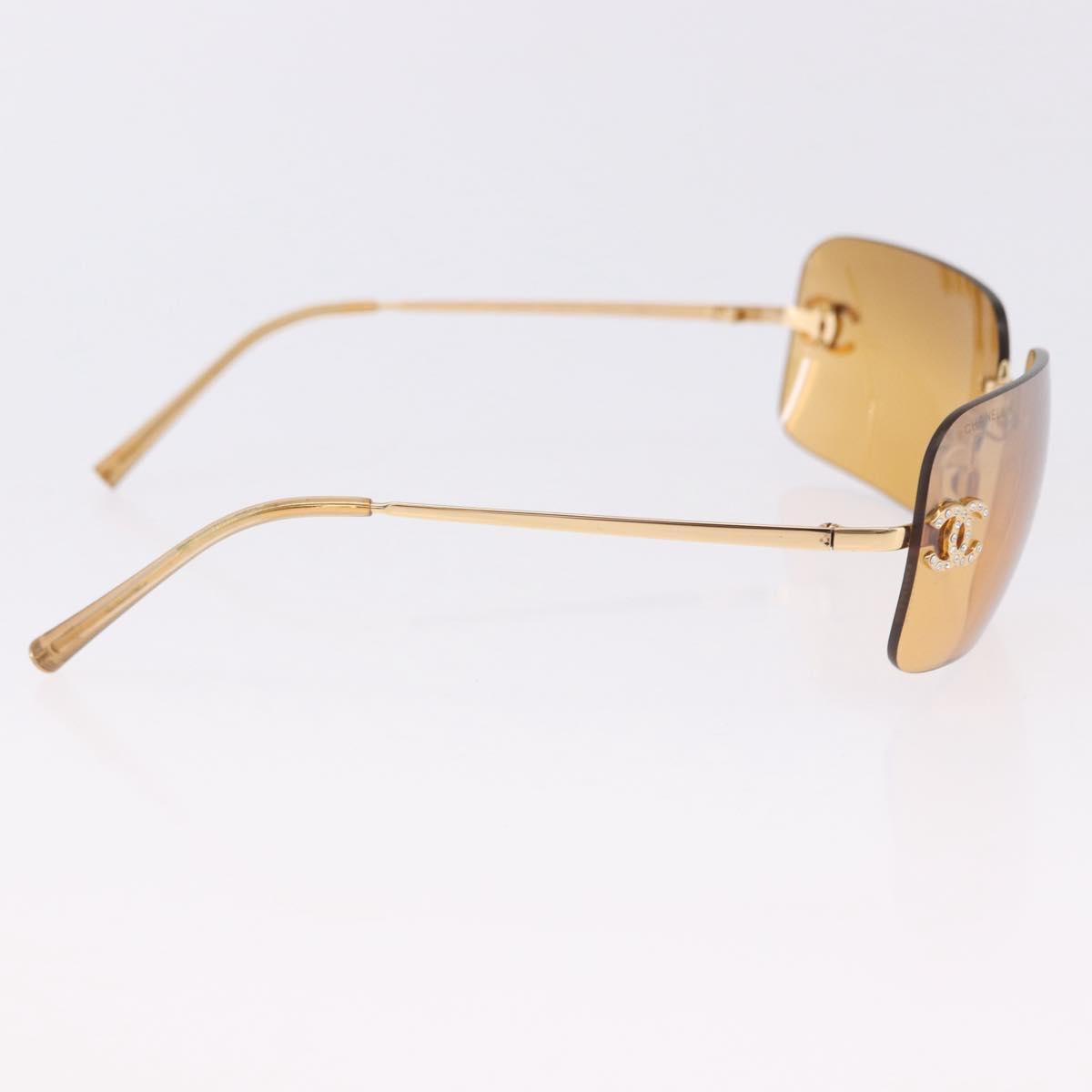 CHANEL COCO Mark Sunglasses metal Gold Tone CC Auth 193597V