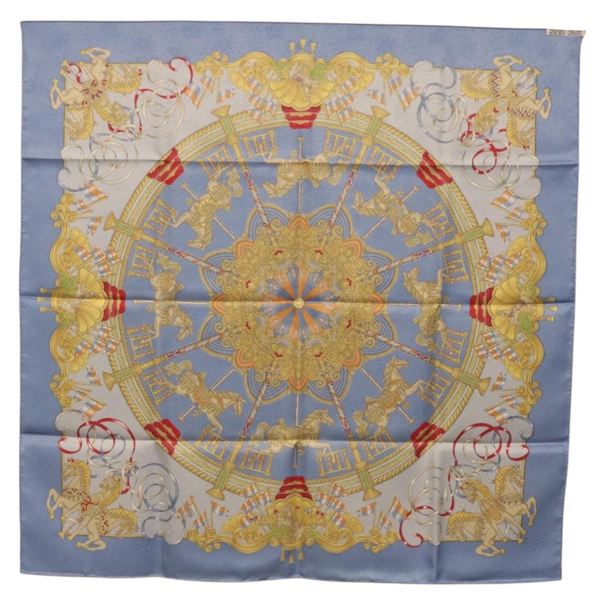 HERMES Carre 90 Scarf Silk Blue Auth 193599M
