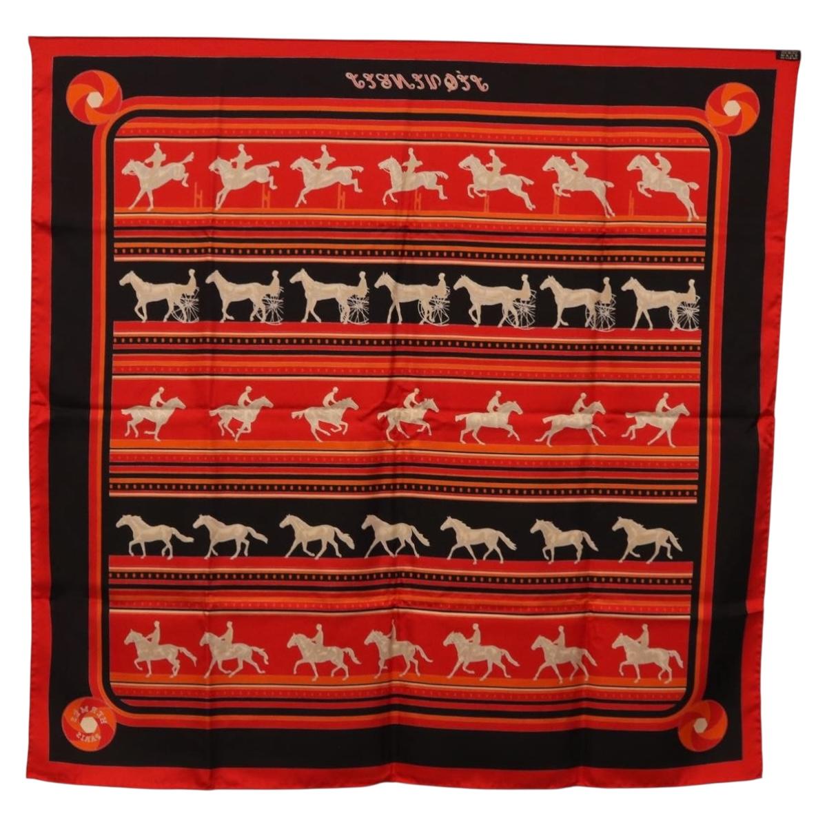 HERMES Carre 90 Scarf Silk Red Auth 193600M