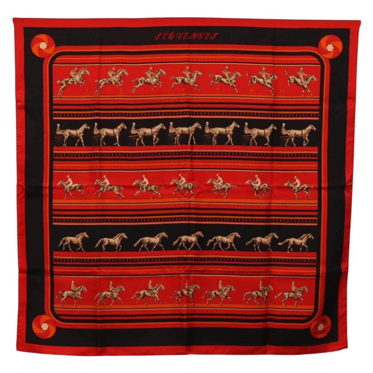 HERMES Carre 90 Scarf Silk Red Auth 193600M